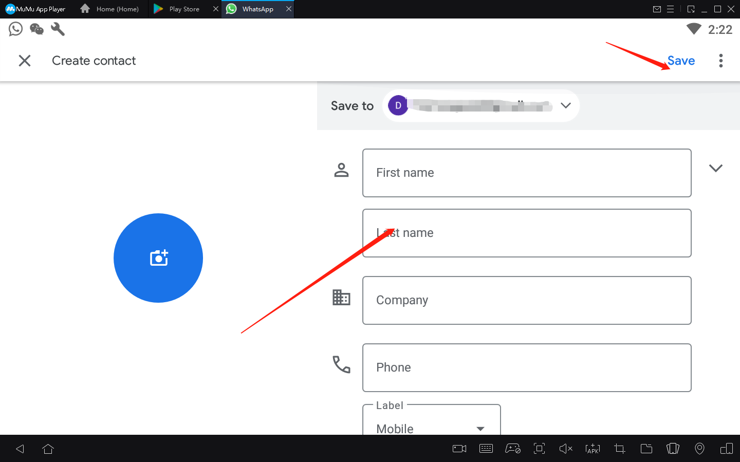 Cách đăng nhập WhatsApp bằng MuMu Player trên PC và thêm số liên lạc mới 8