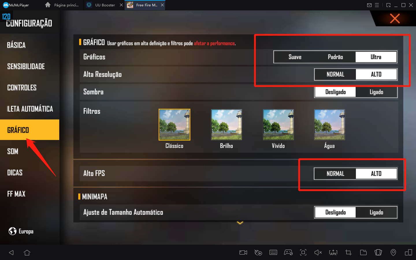 Como modificar os gráficos no Free Fire MAX no PC com MuMu Player8
