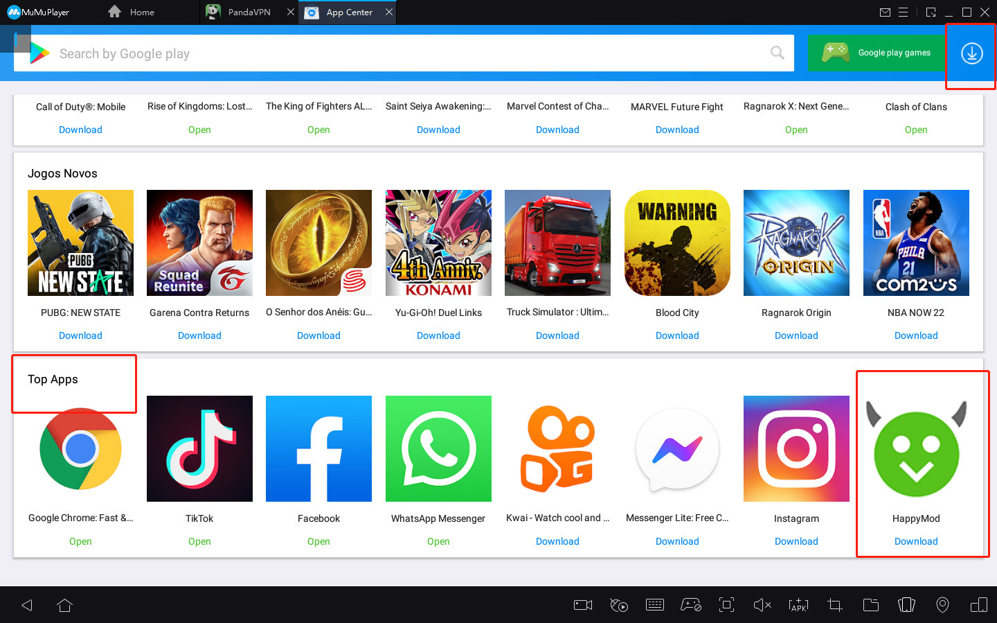 Como jogar HappyMod no PC com Android Emulador2