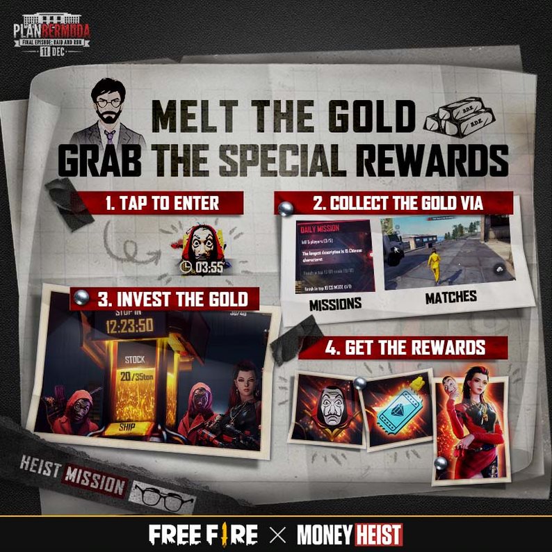 Evento Gratuito Crossover Fire X Money Heist 3