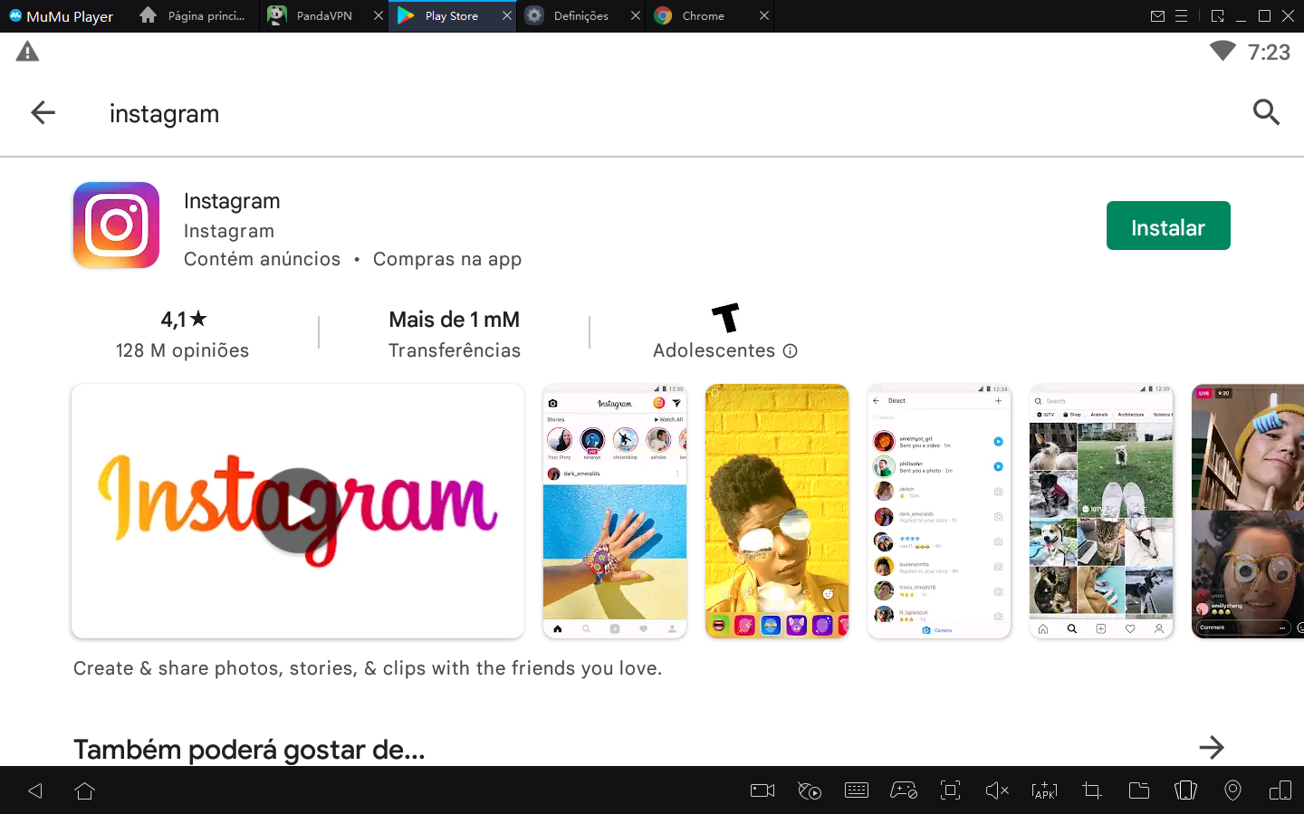 Como baixar e fazer nova história do Instagram no PC com Android Emulador