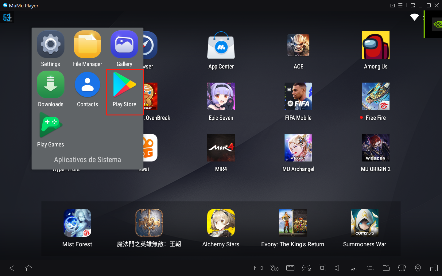 abra google play store no MuMu