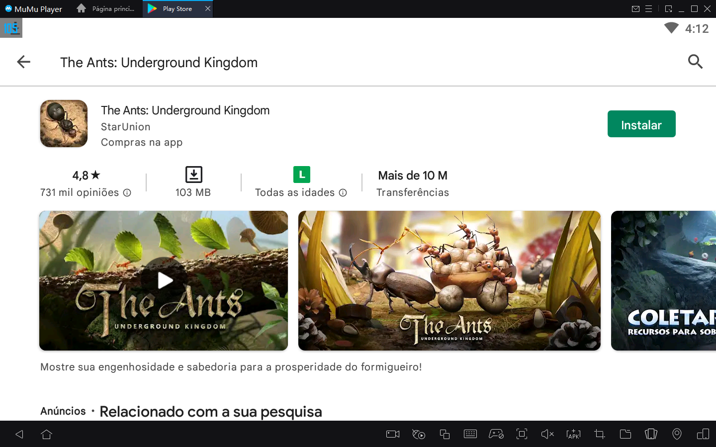 Como jogar The Ants: Underground Kingdom no PC com Emulador Android