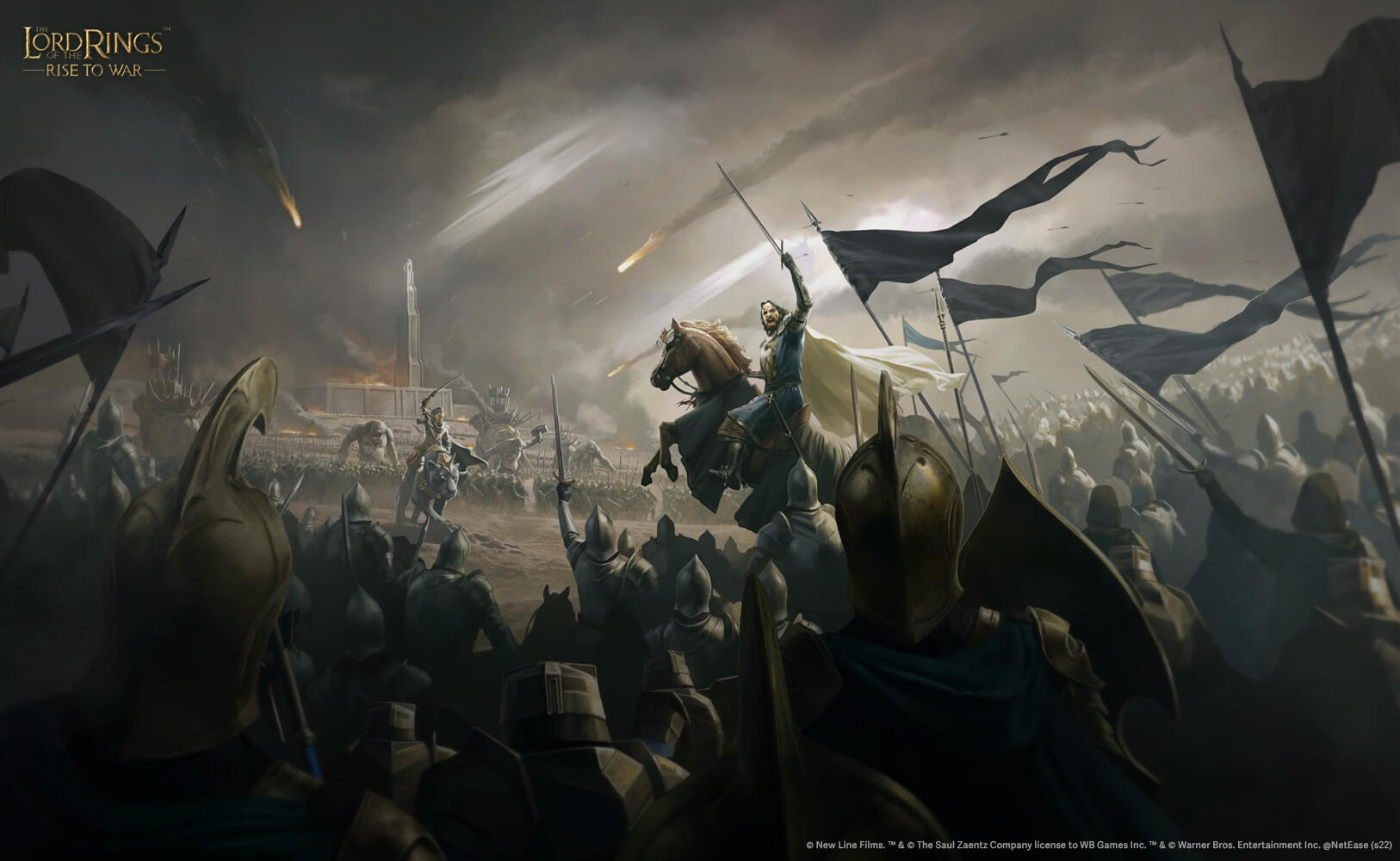 Lord of the Rings: The Return of the King] At the Battle of the Black Gate,  a Rohirrim Soldier is holding a flag for the elves who died at Helms Deep. :