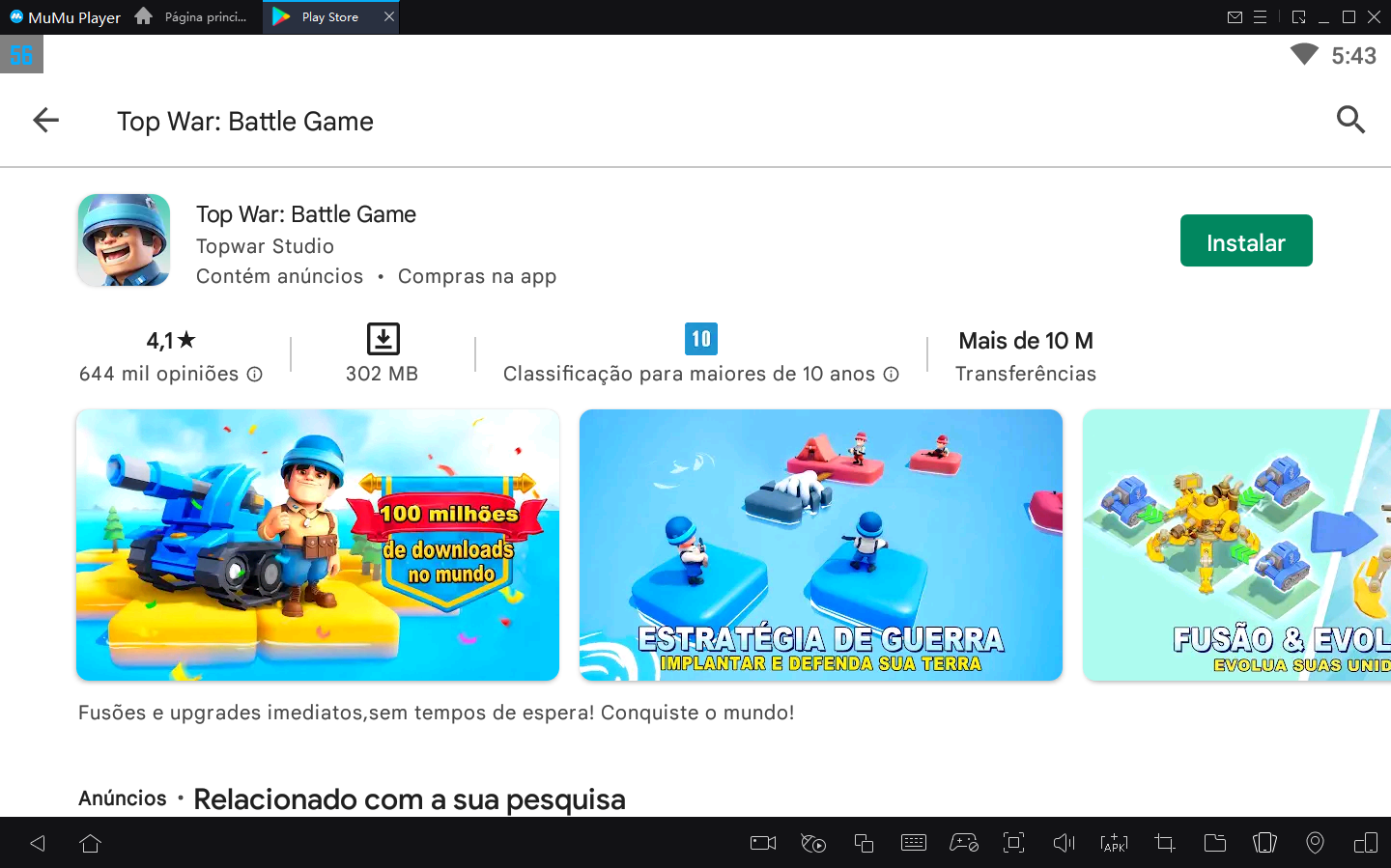 Como jogar Top War: Battle Game no PC com Emulador Android