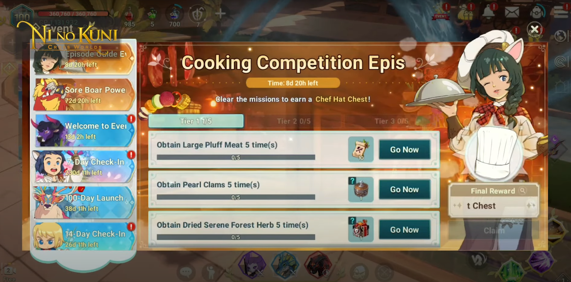 Atualização de Ni no Kuni: Cross Worlds - Apresenta o Episódio da Competição de Culinária e Muito Mais
