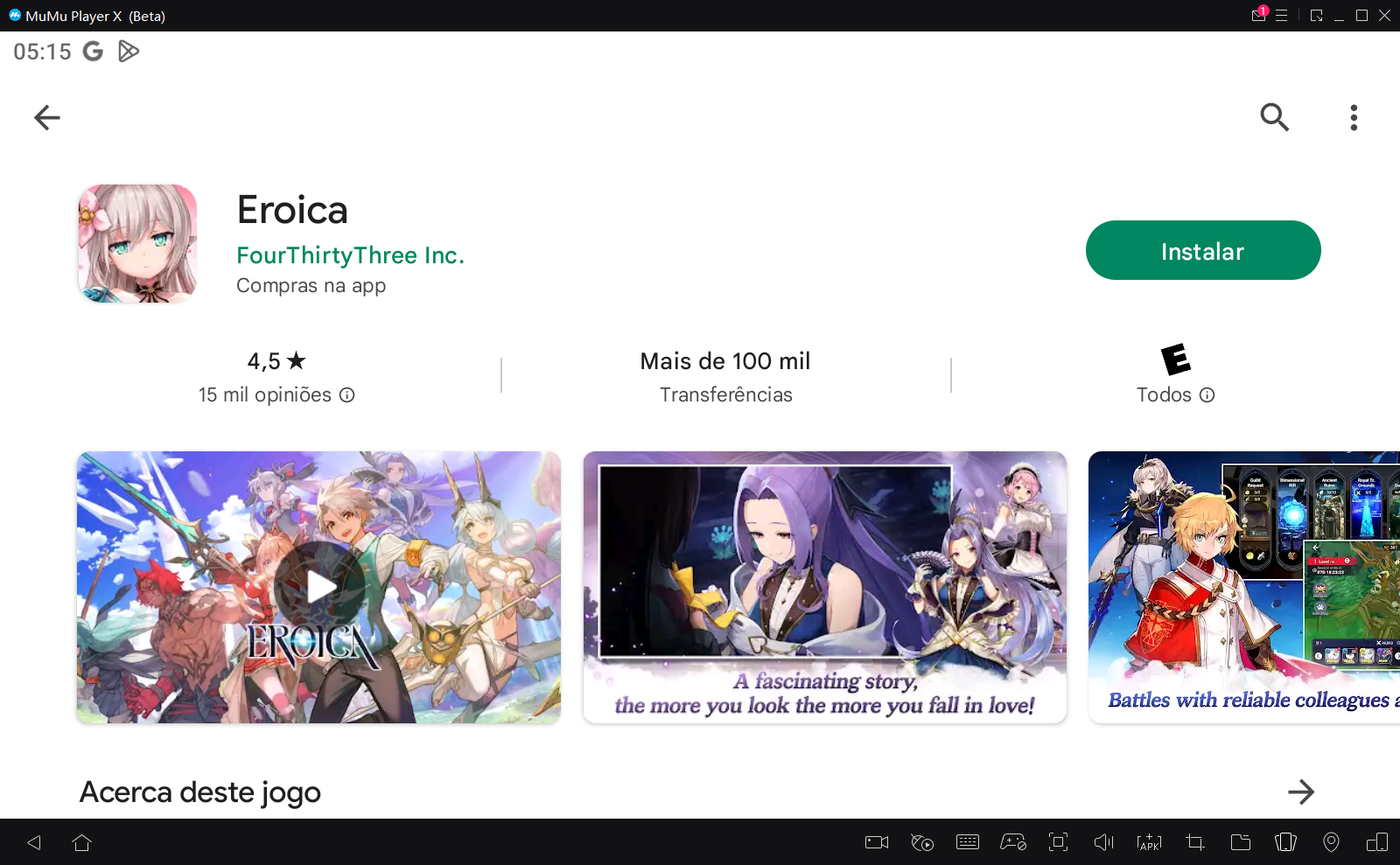 Como jogar Eroica  no PC com Emulador Android