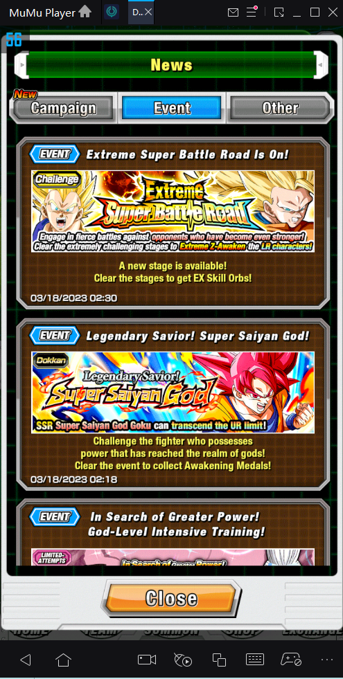 event dragon ball Z