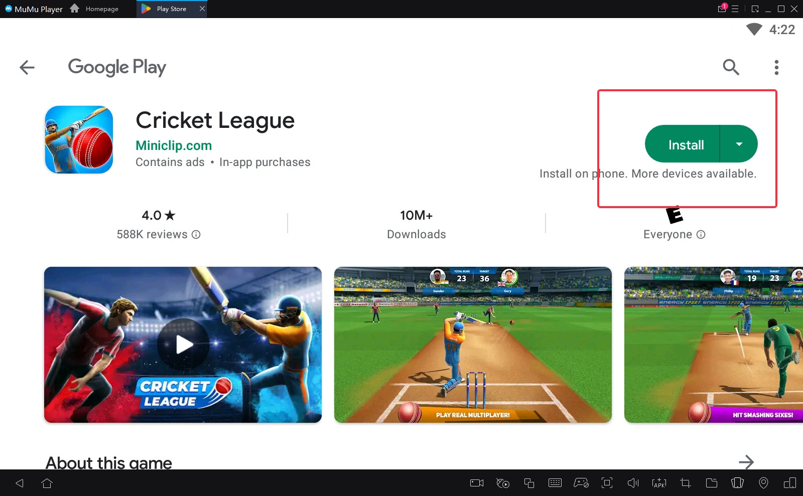 Play Cricket League on PC
