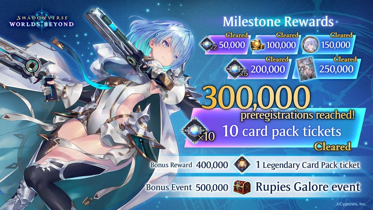 Preregistration rewards for Shadowverse: Worlds Beyond