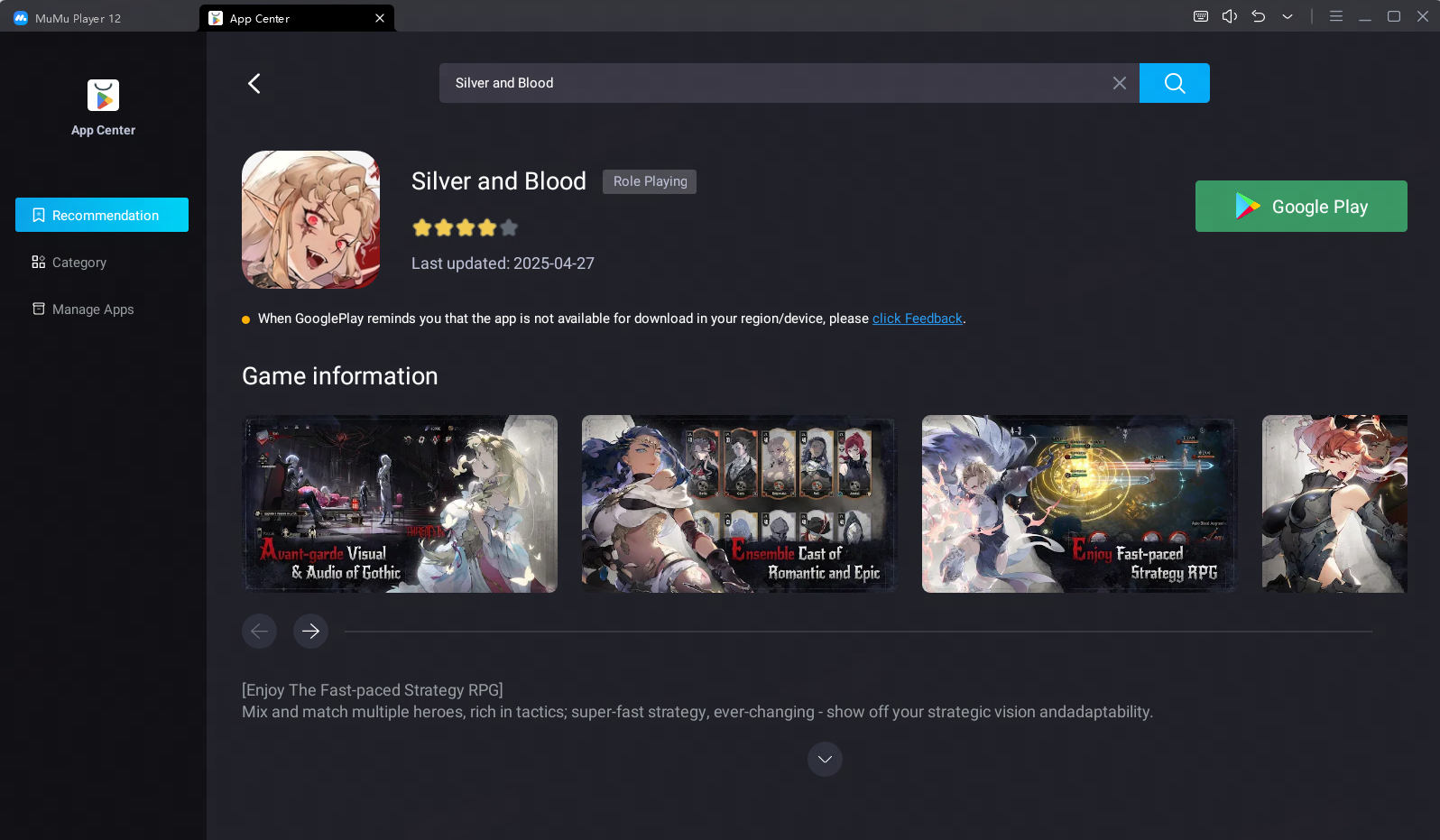 Download Silver and Blood on MuMuPlayer 