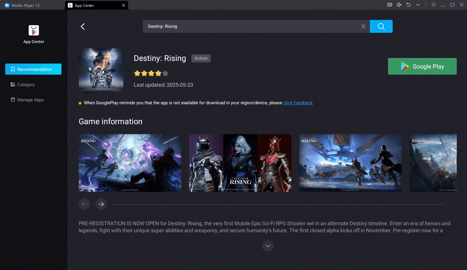 Download Destiny: Rising on MuMuPlayer 
