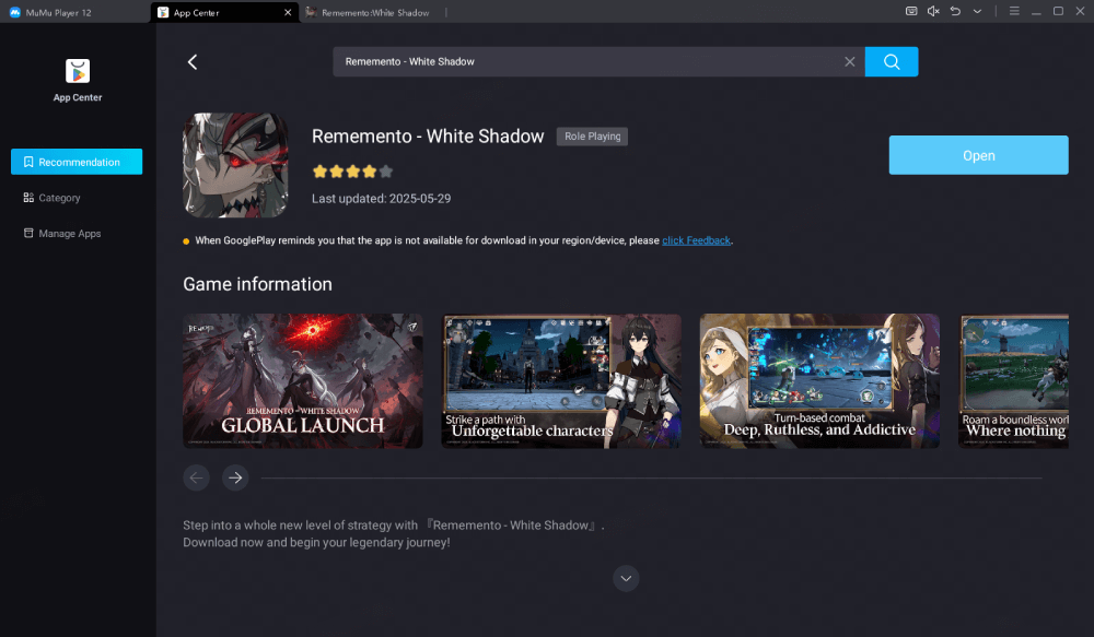Play Rememento -White Shadow on MuMuPlayer 