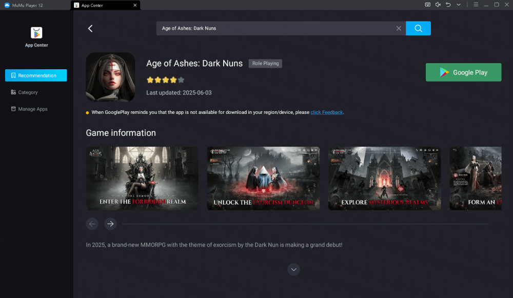 Download Age of Ashes: Dark Nuns on MuMuPlayer 