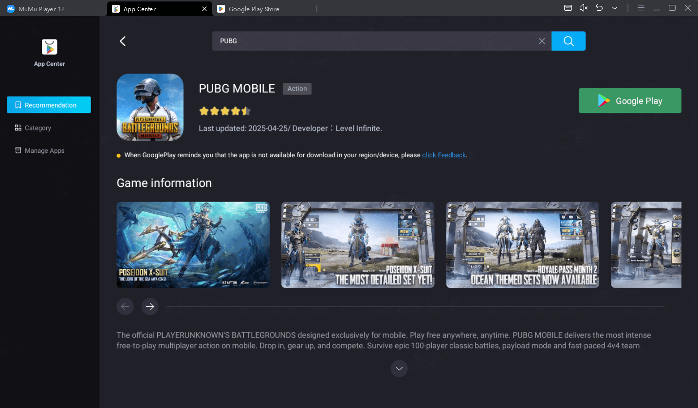 Download PUBG on MuMuPlayer