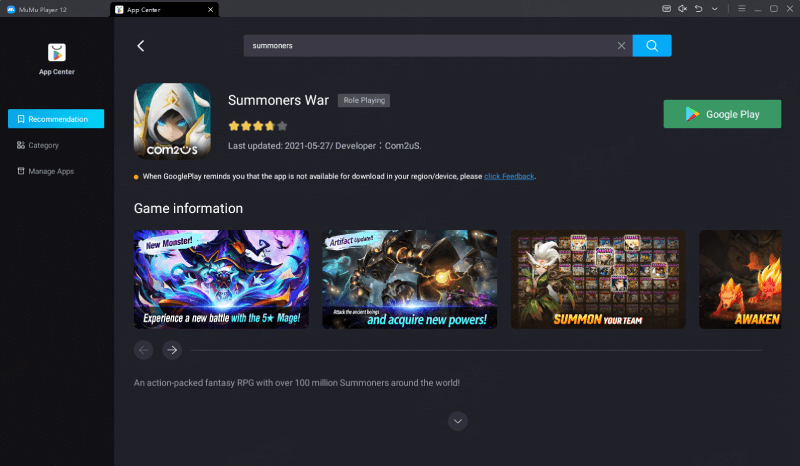 Play Summoners War on MuMuPlayer 