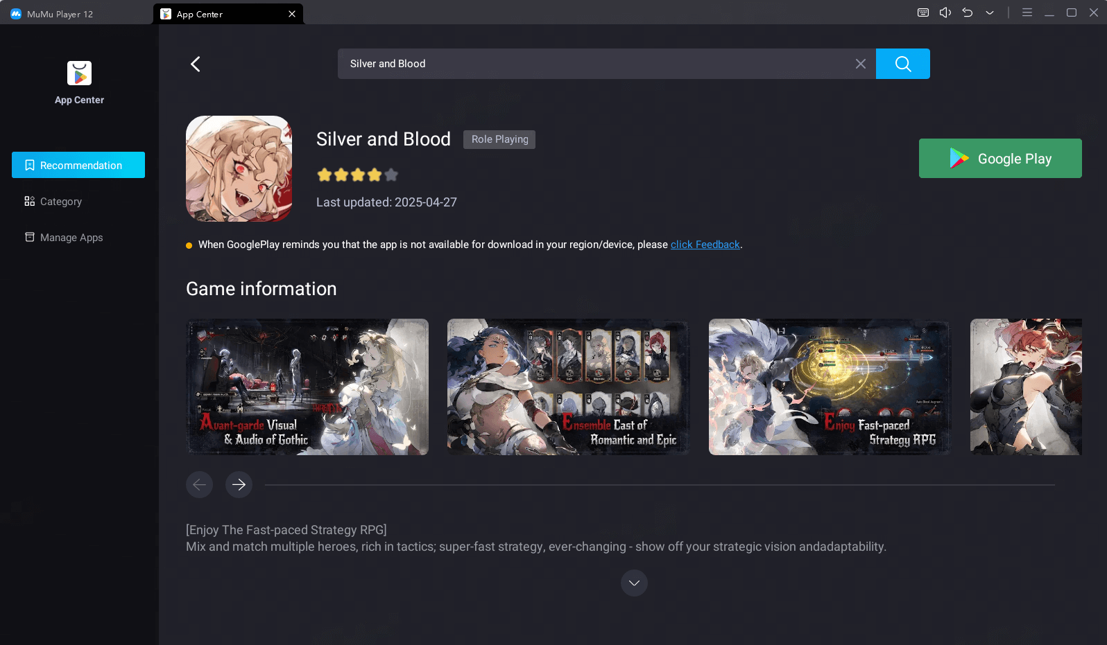 Download Silver and Blood on MuMuPlayer 