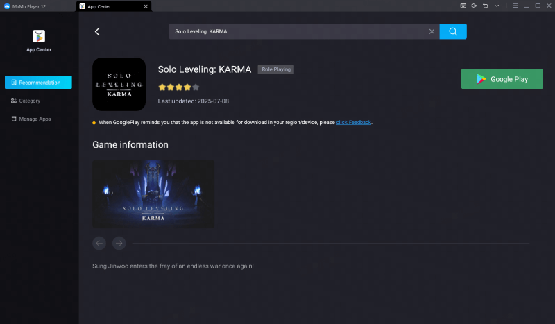 Download Solo Leveling: KARMA on MuMuPlayer 