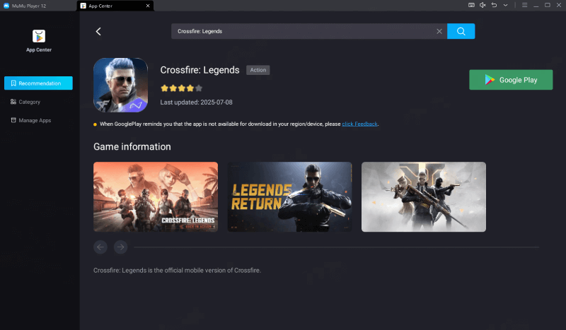Download Crossfire: Legends on MuMuPlayer 