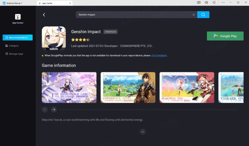 Play Genshin Impact on MuMuPlayer 