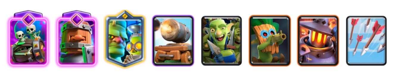 ⁠Clash Royale - Skeleton Barrel Evolution, Royal Recruits Evolution, Goblinstein, Cannon Cart, Goblin Gang, Dart Goblin, Furnace and Arrows