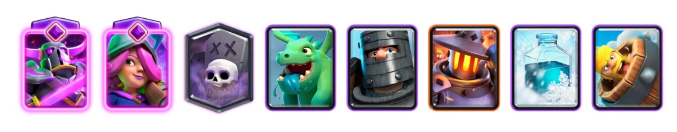 ⁠Clash Royale - P.E.K.K.A Evolution, Musketeer Evolution, Graveyard, Baby Dragon, Dark Prince, Furnace, Freeze, and Barbarian Barrel