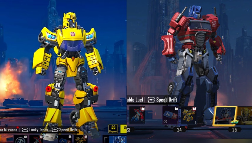 BGMI - Transformers Speed Drift Spin Guide - Transformers-themed character skins