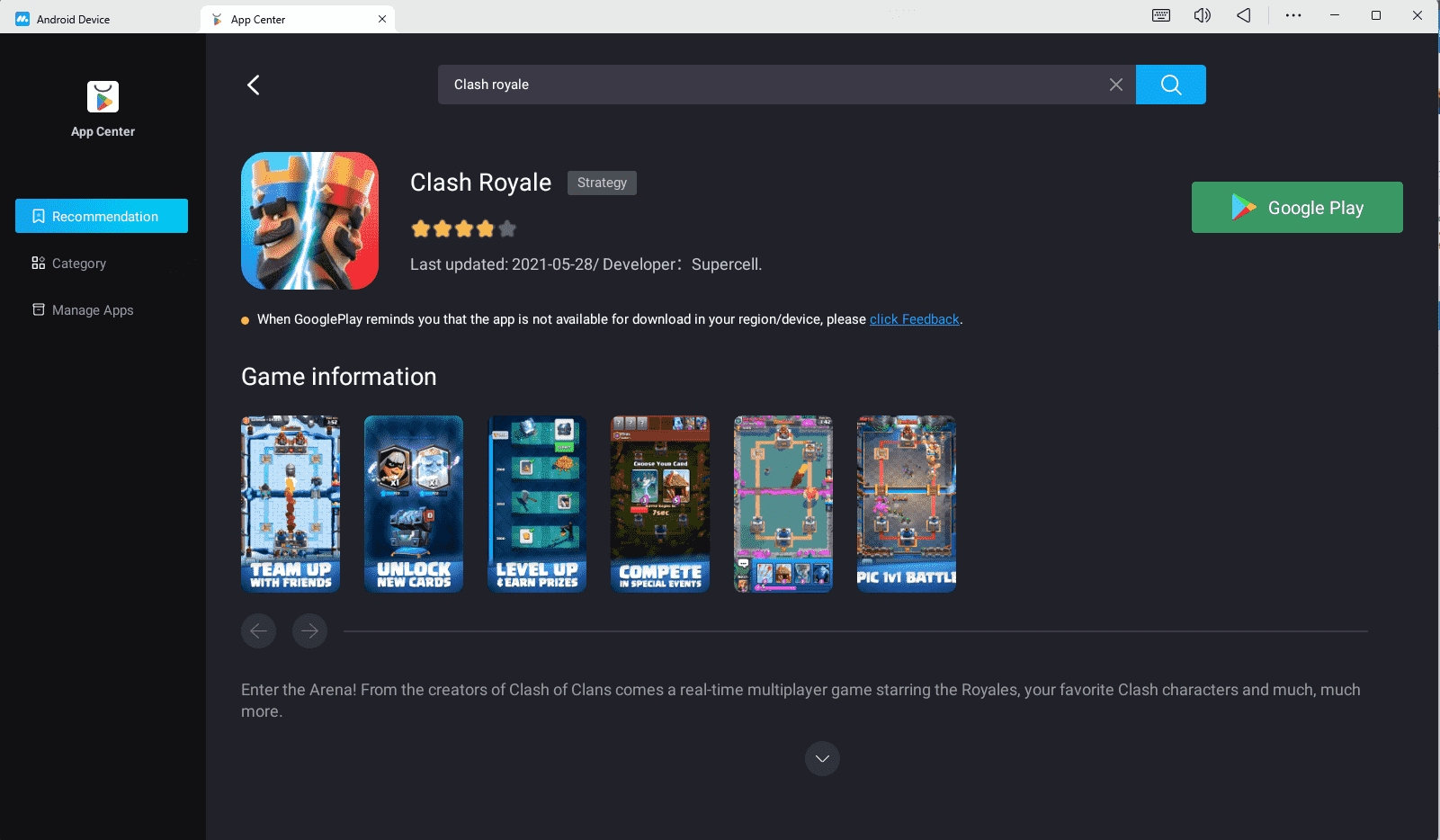Play Clash Royale on MuMuPlayer 