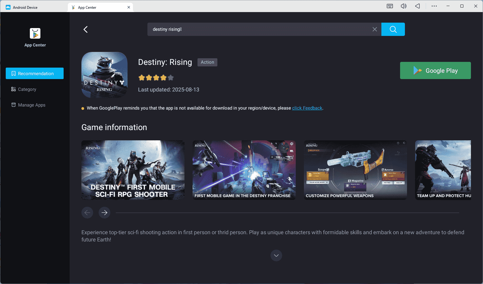 Download Destiny: Rising on MuMuPlayer 