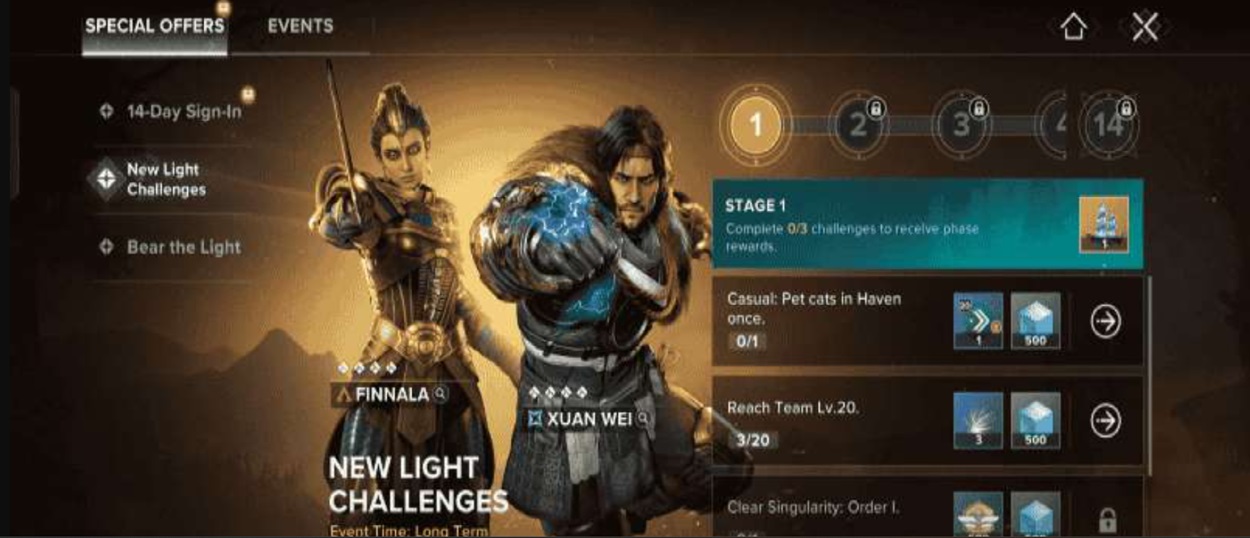 Destiny: Rising Radiant Path: New Light Quest Overview - Chapter Objective Rewards