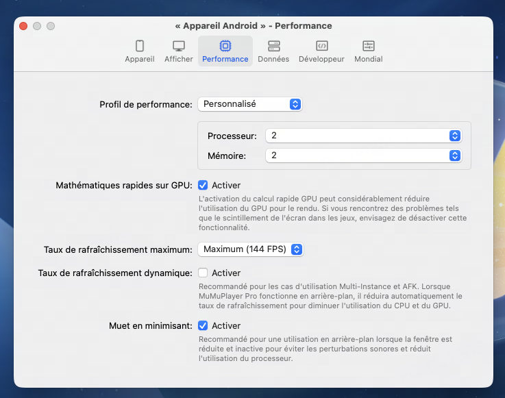 Paramètres pour Destiny: Rising sur Mac