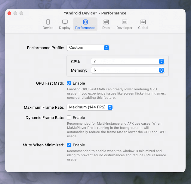 Destiny Rising performance settings on mac