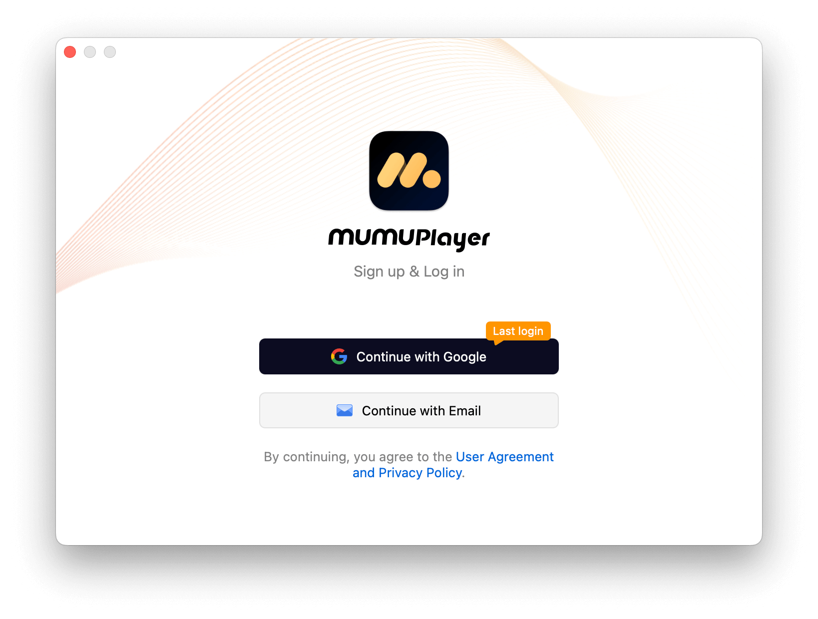 Register and log in MuMuPlayer for Mac