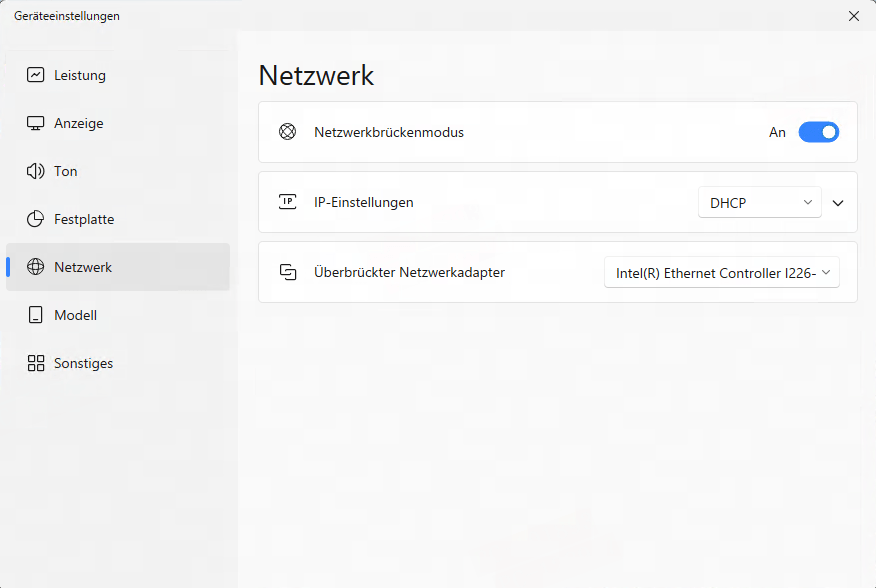 Netzwerkadaptereinstellungen